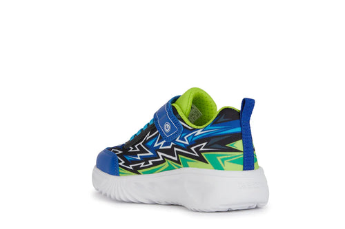 GEOX KIDS J45DZB J ASSISTER Boys Royal/Lime Trainers with Lights