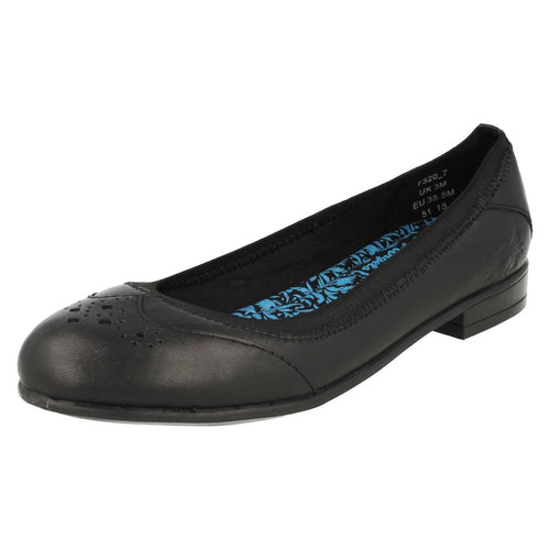 ANGRY ANGELS KIDS 7320-7 Meg M Width Black Leather Slip on School Shoes