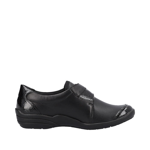 REMONTE WOMENS R7600-04 LARGO Black Patent/Scuba Velcro Shoe