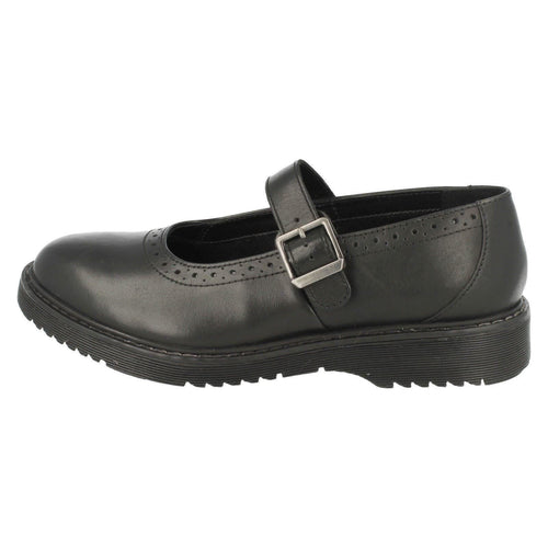 ANGRY ANGELS KIDS 7318-7 Rosie M Width Black Leather with riptape fastening School Shoes