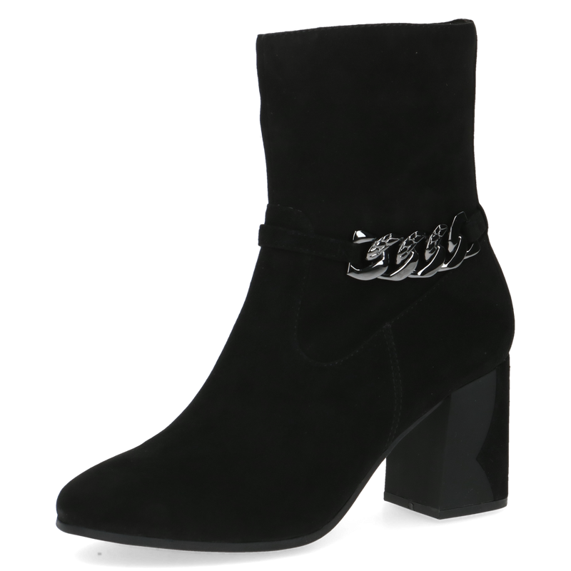 CAPRICE WOMENS 25342 AYLIN Black Suede Heeled Tall Ankle Boot