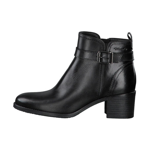 TAMARIS 25034/25 BLACK Leather Heeled Ankle Boot