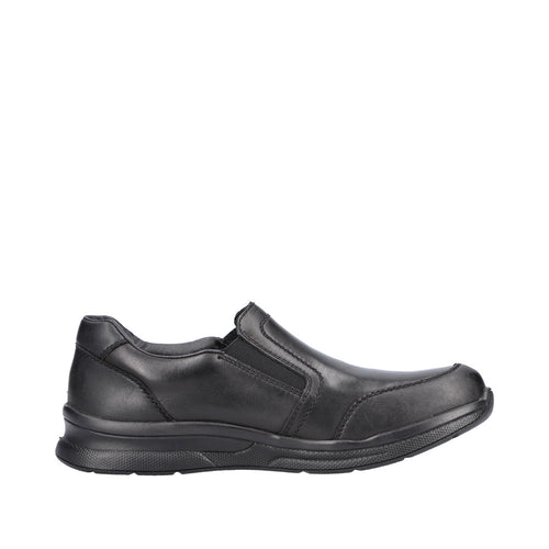 RIEKER MENS 14850-00 TURIN Black Leather TEX Slip-On Shoe Wide Fit