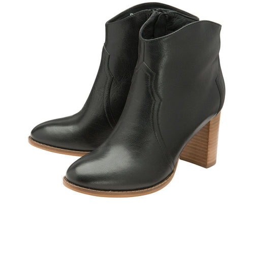 RAVEL WOMENS FOXTON  Black Leather Western Style Heeled Ankle Boot