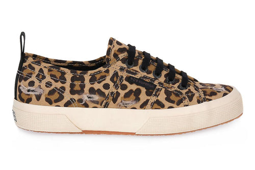 SUPERGA WOMENS A4ELEO Ripped Leopard Canvas Lace-Up