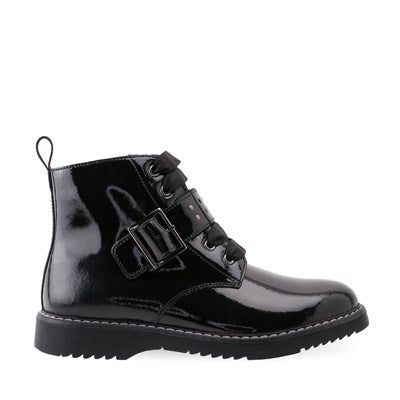 ANGRY ANGELS  ICON Girls Black Patent Lace-Up Boots