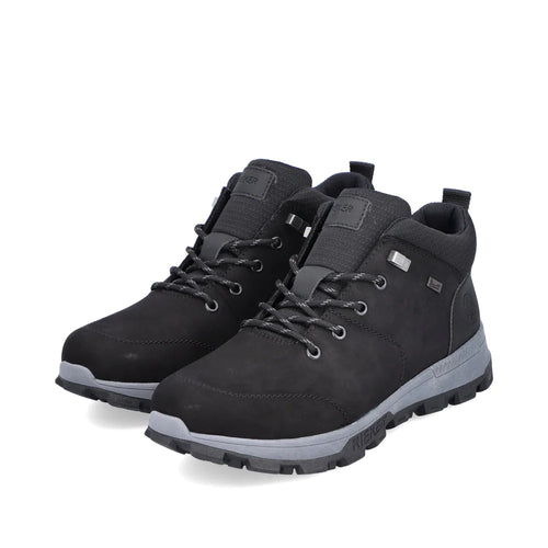 RIEKER MENS 35530-00 FINN Black Leather Waterproof Low Ankle Boot