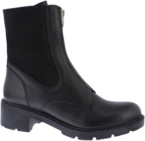 ADDESSO WOMENS A6651 ELODIE Black Leather Combi Ankle Boot
