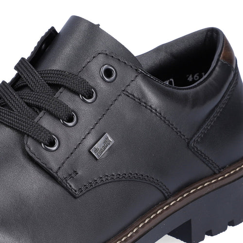 RIEKER MENS F4611-00 ROCKY Black Leather TEX Lace-Up Shoe