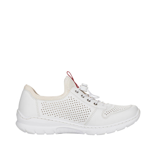 RIEKER WOMENS L3254-81 ALABAMA White/Multi Bungee Lace Perforated Trainer
