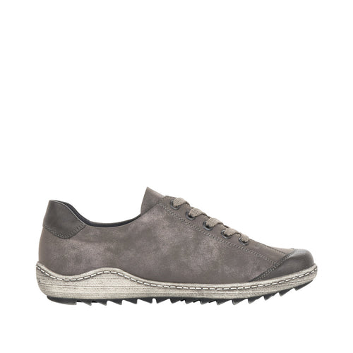 REMONTE WOMENS R1402-44  LIV Grey Metallic leather TEX Lace-Up Shoe