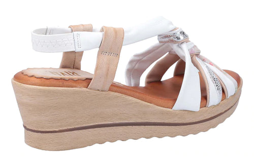 RIVA WOMENS - PERPIGNAN White/Multi Leather Wedge Sandal