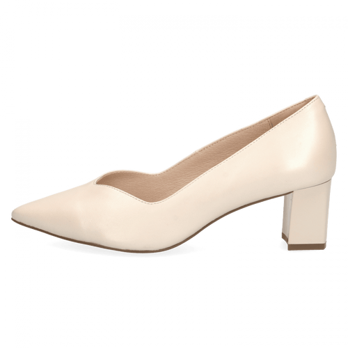 CAPRICE WOMENS 22408/28 434 Cream Pearl Leather Court Shoe