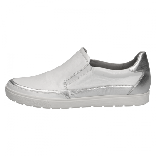 CAPRICE WOMENS 24656-28-139 MANOU WHITE/SILVER Leather Combination Slip-On Shoe