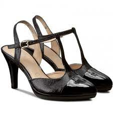 CAPRICE WOMENS 29608-28 020 Black Patent/Reptile Heeled Shoe