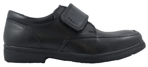 GEOX J54D1A J Federico Black Leather Velcro Fastening Shoe