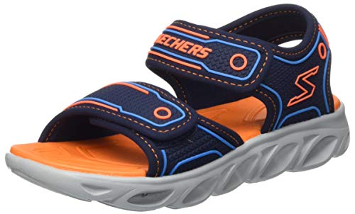 SKECHER KIDS HYPNO SPLASH 90522L/NVOR Navy/Orange Velcro Sandal with Lighted Sole