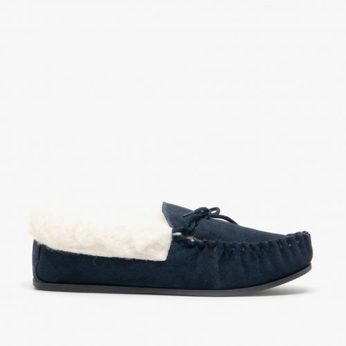 MOKKERS WOMENS LS338NC Navy Suede Moccasin Slipper