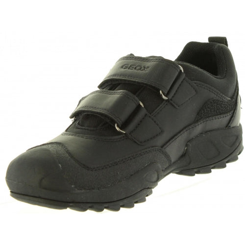 GEOX J841WB J N NEW Savage Black Leather Twin Velcro AMPHIBIOX Shoes