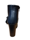 CAPOLLINI WOMENS Z163 VIOLA Navy Leather Heeled Ankle Boot