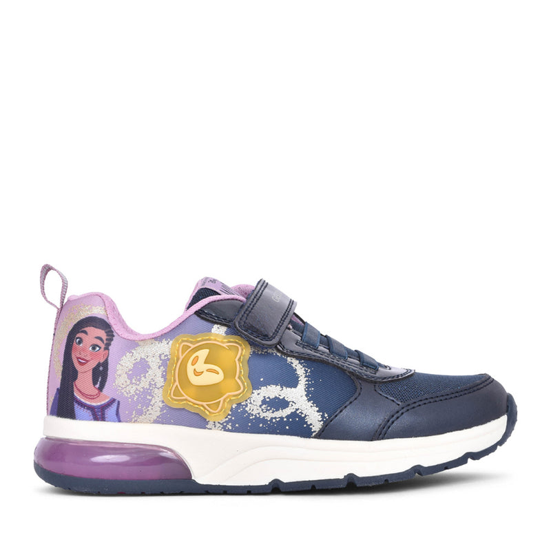 GEOX KIDS J458VA J SPACECLUB Girls Navy/Lavender Disney Trainer with Lights