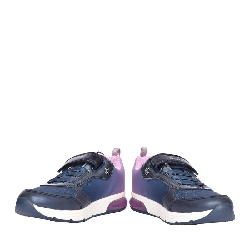 GEOX KIDS J458VA J SPACECLUB Girls Navy/Lavender Disney Trainer with Lights