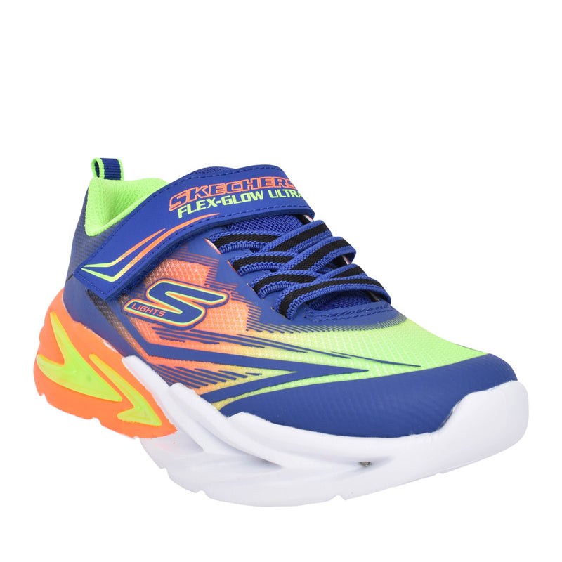 SKECHERS KIDS 400139L BLMT Flex-Glow Ultra Blue Multi Lights Trainer