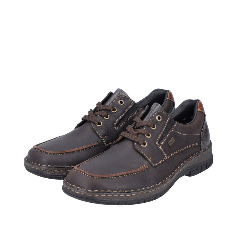 RIEKER MENS 05100-25 MICHIGAN Brown Leather Lace-Up Shoe with RiekerTEX