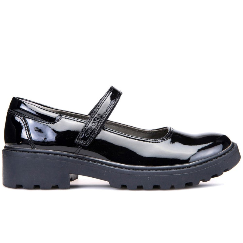 GEOX KIDS J6420P J CASEY Black Patent Dolly Shoe