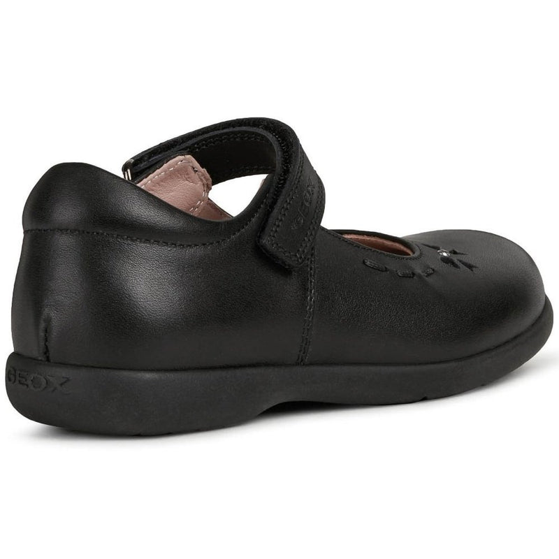 GEOX GIRLS J16FHA Naimara Girl Ballerina Black Leather Shoe
