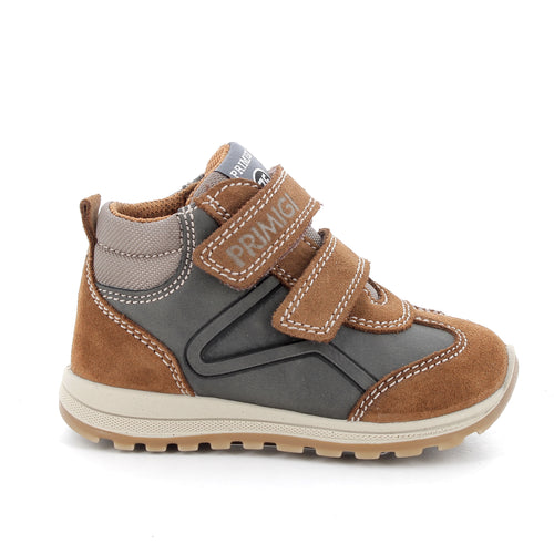 PRIMIGI KIDS 4854622 Boys Brown Suede/Grey Leather Combination Ankle Boot