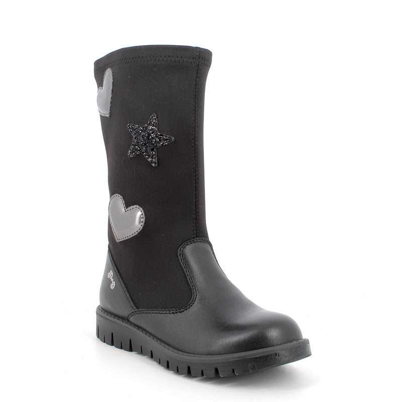 PRIMIGI KIDS 4874800 Girls Black Leather/Scuba Combination Long Boot