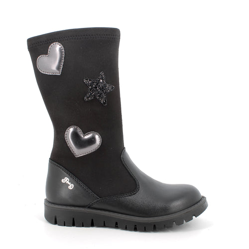 PRIMIGI KIDS 4874800 Girls Black Leather/Scuba Combination Long Boot