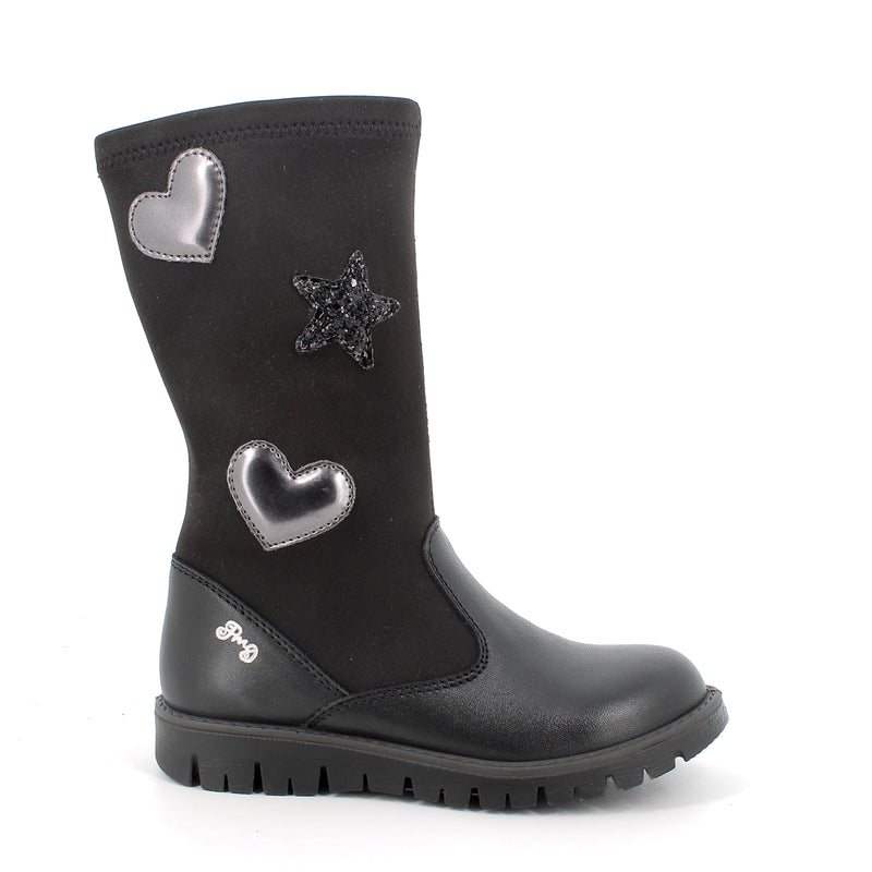 PRIMIGI KIDS 4874800 Girls Black Leather/Scuba Combination Long Boot