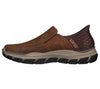 SKECHERS MENS 204810 CDB RESPECTED ELGIN Brown Leather Slip-Ins