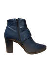 CAPOLLINI WOMENS Z163 VIOLA Navy Leather Heeled Ankle Boot