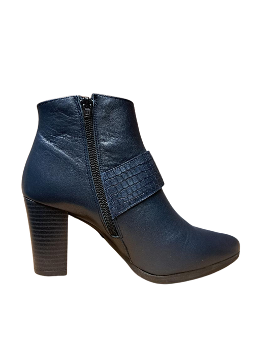 CAPOLLINI WOMENS Z163 VIOLA Navy Leather Heeled Ankle Boot