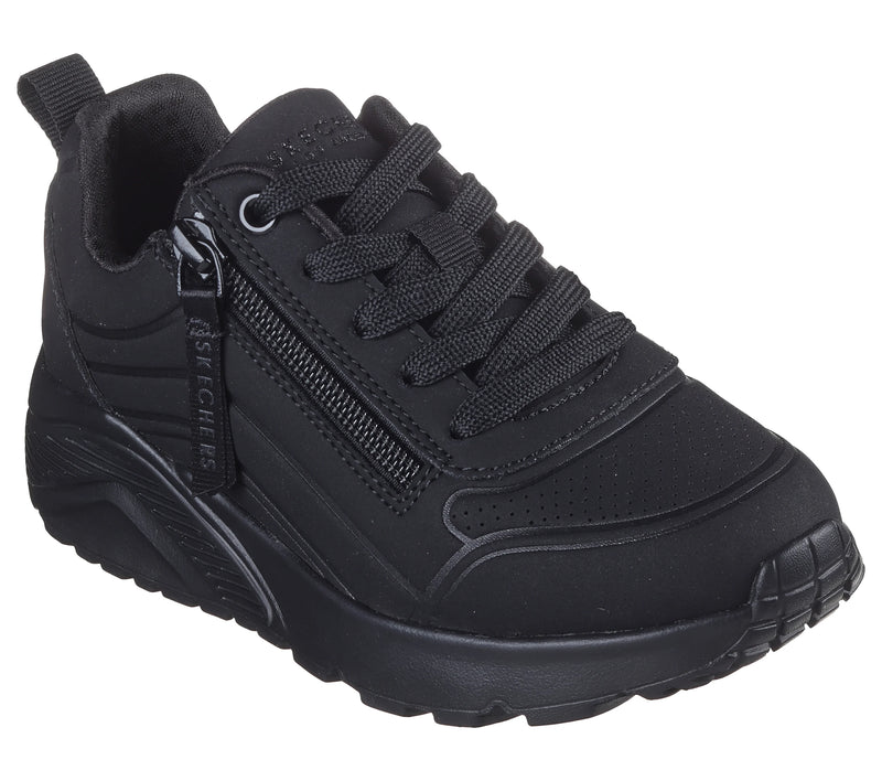 SKECHERS KIDS 310387L - UNO LITE - EASY ZIP All Black Trainer