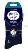 WOMENS SOCKS   -  Plain Navy Gentle Grip 3 Pair Pack Socks by Sock Shop