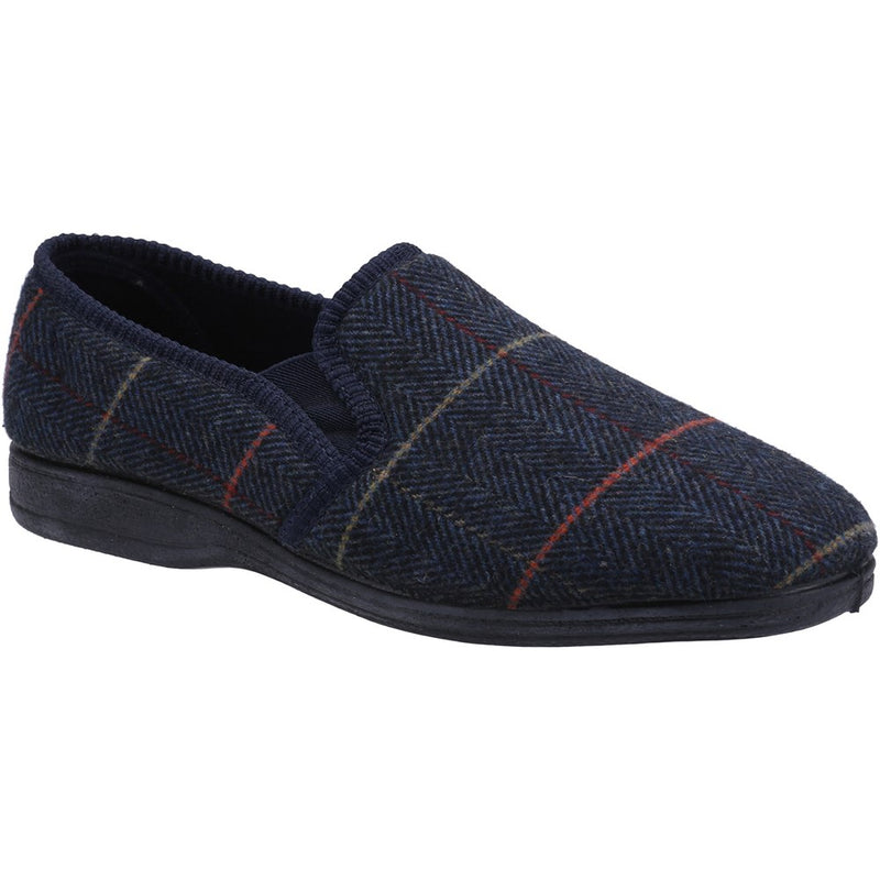 FLEET & FOSTER MENS Slipper  MITCHELL  Navy/Multi Check