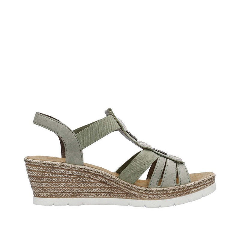 RIEKER WOMENS 619B2-52 MORELIA Pistachio Green Embelished Wedge Sandal