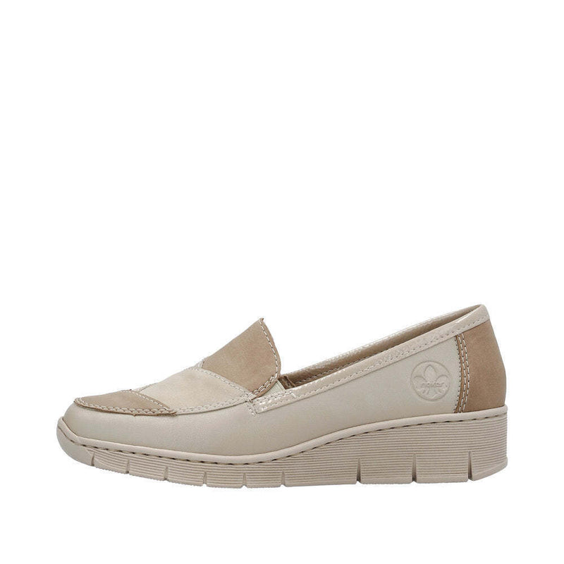 RIEKER WOMENS 53785-60 Beige/Neutrals Wedge Slip-On Shoe