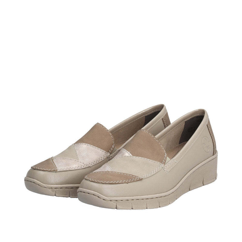 RIEKER WOMENS 53785-60 Beige/Neutrals Wedge Slip-On Shoe