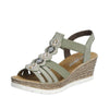 RIEKER WOMENS 619B2-52 MORELIA Pistachio Green Embelished Wedge Sandal