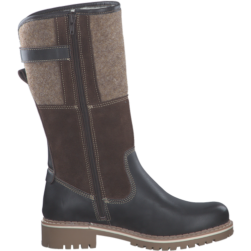 TAMARIS WOMENS 26432-41 Brown Leather/Textile Combination DuoTEX Long Boot