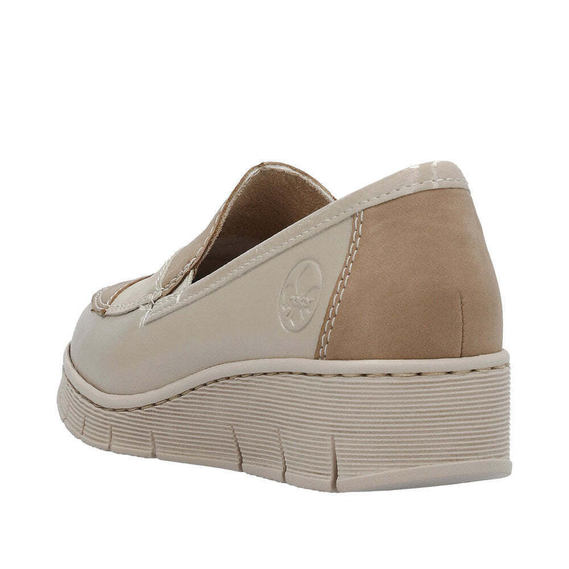 RIEKER WOMENS 53785-60 Beige/Neutrals Wedge Slip-On Shoe