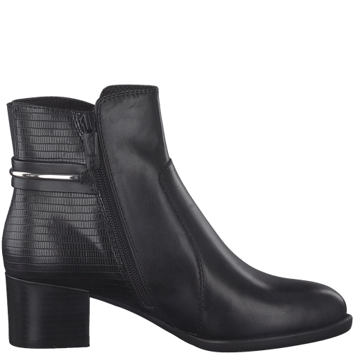 TAMARIS WOMENS 25353-29 BLACK Leather Heeled Ankle Boot