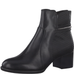 TAMARIS WOMENS 25353-29 BLACK Leather Heeled Ankle Boot