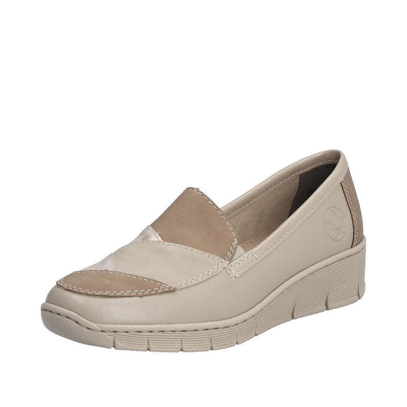 RIEKER WOMENS 53785-60 Beige/Neutrals Wedge Slip-On Shoe