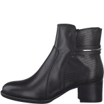 TAMARIS WOMENS 25353-29 BLACK Leather Heeled Ankle Boot